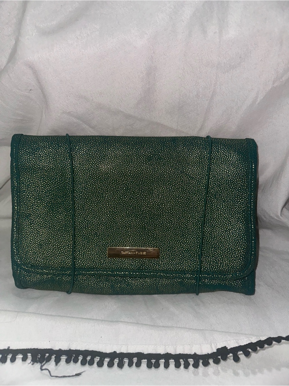 Tartan Twine Emerald Green and Gold Hanging Travel Toiletries Bag